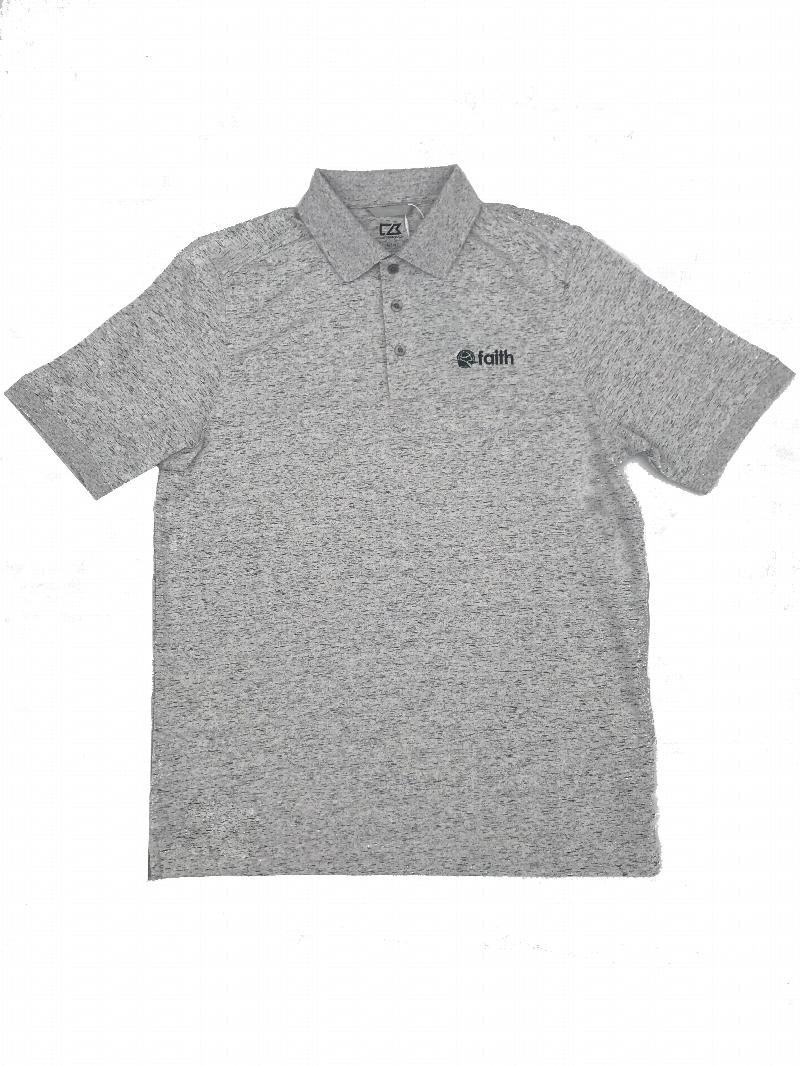 Image for L Cutter & Buck Men's Drytec Cotton+ Jersey 35+ UPF Advantage Space Dye Polo Shirt, Elemental Grey, Large