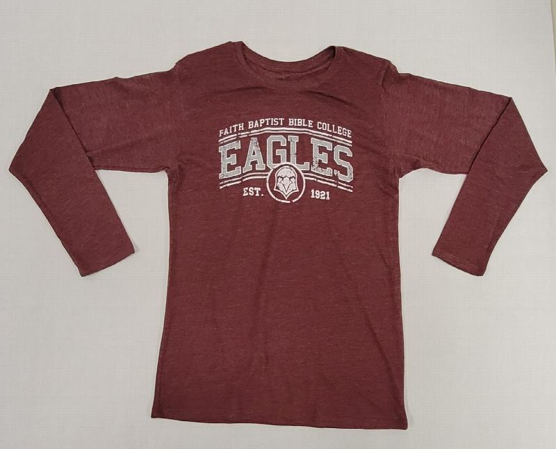 Image for S Tri-Blend Maroon Eagles L/S T-Shirt Small