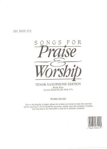 Image for Songs for Praise and Worship Tenor Saxophone Edition Bookfive